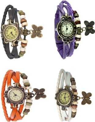 NS18 Vintage Butterfly Rakhi Combo of 4 Black, Orange, Purple And White Analog Watch  - For Women   Watches  (NS18)