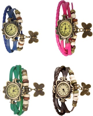 NS18 Vintage Butterfly Rakhi Combo of 4 Blue, Green, Pink And Brown Analog Watch  - For Women   Watches  (NS18)