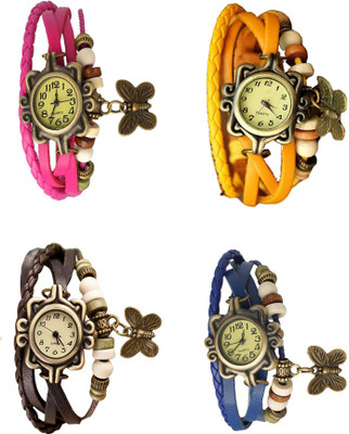 

NS18 Vintage Butterfly Rakhi Combo of 4 Pink, Brown, Yellow And Blue Watch - For Women