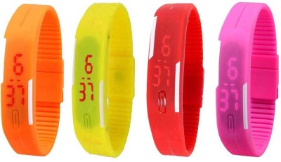 NS18 Silicone Led Magnet Band Watch Combo of 4 Orange, Yellow, Red And Pink Digital Watch  - For Couple   Watches  (NS18)