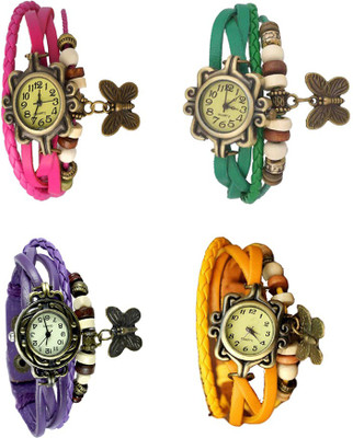 

Kissu Vintage Rakhi Combo of 4 Pink, Purple, Green And Yellow Watch - For Women