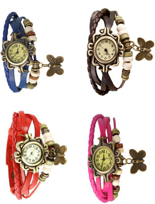 

NS18 Vintage Butterfly Rakhi Combo of 4 Blue, Red, Brown And Pink Watch - For Women
