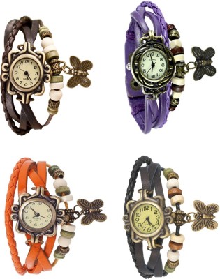 NS18 Vintage Butterfly Rakhi Combo of 4 Brown, Orange, Purple And Black Analog Watch  - For Women   Watches  (NS18)