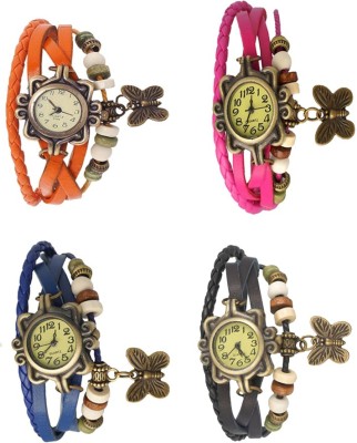 NS18 Vintage Butterfly Rakhi Combo of 4 Orange, Blue, Pink And Black Analog Watch  - For Women   Watches  (NS18)