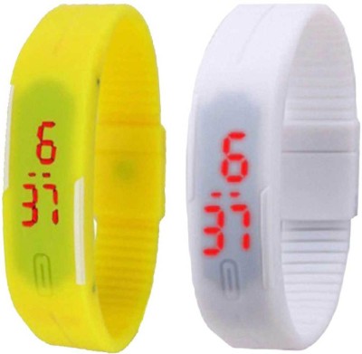 NS18 Silicone Led Magnet Band Set of 2 Yellow And White Digital Watch  - For Boys & Girls   Watches  (NS18)