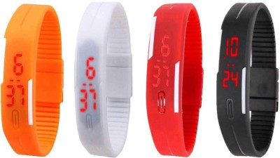 NS18 Silicone Led Magnet Band Combo of 4 Orange, White, Red And Black Digital Watch  - For Boys & Girls   Watches  (NS18)