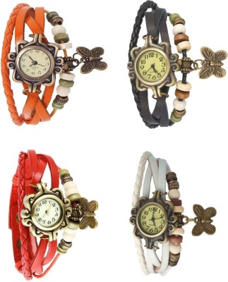 NS18 Vintage Butterfly Rakhi Combo of 4 Orange, Red, Black And White Analog Watch  - For Women   Watches  (NS18)