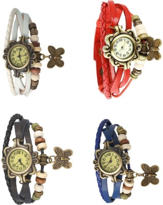 NS18 Vintage Butterfly Rakhi Combo of 4 White, Black, Red And Blue Analog Watch  - For Women   Watches  (NS18)