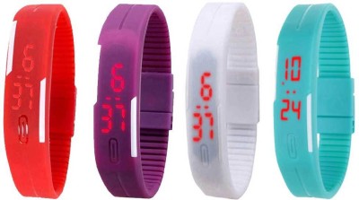 NS18 Silicone Led Magnet Band Watch Combo of 4 Red, Purple, White And Sky Blue Digital Watch  - For Couple   Watches  (NS18)