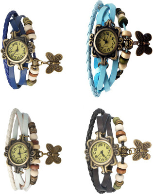 

Kissu Vintage Rakhi Combo of 4 Blue, White, Sky Blue And Black Watch - For Women