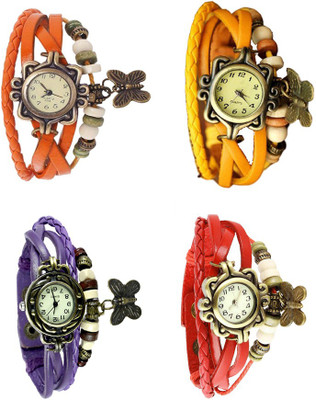 

Kissu Vintage Rakhi Combo of 4 Orange, Purple, Yellow And Red Watch - For Women