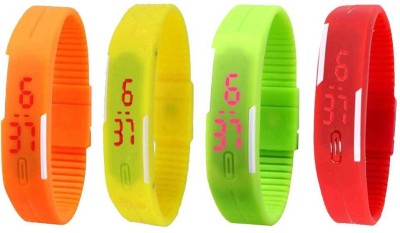NS18 Silicone Led Magnet Band Watch Combo of 4 Orange, Yellow, Green And Red Digital Watch  - For Couple   Watches  (NS18)