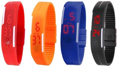 NS18 Silicone Led Magnet Band Combo of 4 Red, Orange, Blue And Black Digital Watch  - For Boys & Girls   Watches  (NS18)
