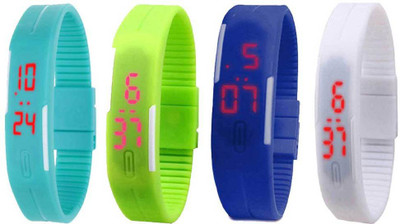 

Kissu Led Magnet Band Combo of 4 Sky Blue, Green, Blue And White Watch - For Men & Women