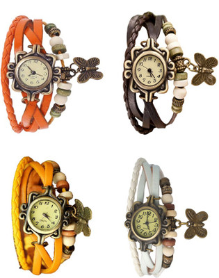 

NS18 Vintage Butterfly Rakhi Combo of 4 Orange, Yellow, Brown And White Watch - For Women