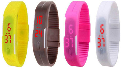 

Kissu Led Magnet Band Combo of 4 Yellow, Brown, Pink And White Watch - For Men & Women