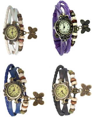 NS18 Vintage Butterfly Rakhi Combo of 4 White, Blue, Purple And Black Analog Watch  - For Women   Watches  (NS18)