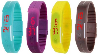 NS18 Silicone Led Magnet Band Combo of 4 Sky Blue, Purple, Yellow And Brown Digital Watch  - For Boys & Girls   Watches  (NS18)