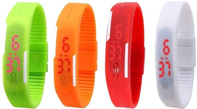 NS18 Silicone Led Magnet Band Combo of 4 Green, Orange, Red And White Digital Watch  - For Boys & Girls   Watches  (NS18)