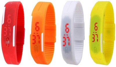 NS18 Silicone Led Magnet Band Combo of 4 Red, Orange, White And Yellow Digital Watch  - For Boys & Girls   Watches  (NS18)