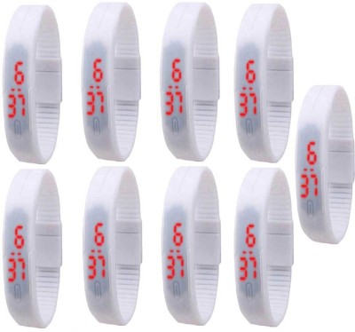 NS18 Silicone Led Magnet Band Combo of 9 White Digital Watch  - For Boys & Girls   Watches  (NS18)