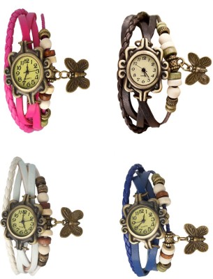 NS18 Vintage Butterfly Rakhi Combo of 4 Pink, White, Brown And Blue Analog Watch  - For Women   Watches  (NS18)