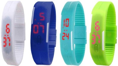 NS18 Silicone Led Magnet Band Combo of 4 Yellow, Blue, Sky Blue And Green Digital Watch  - For Boys & Girls   Watches  (NS18)
