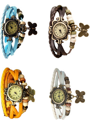 

NS18 Vintage Butterfly Rakhi Combo of 4 Sky Blue, Yellow, Brown And White Watch - For Women
