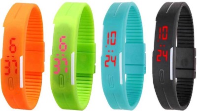 NS18 Silicone Led Magnet Band Combo of 4 Orange, Green, Sky Blue And Black Digital Watch  - For Boys & Girls   Watches  (NS18)