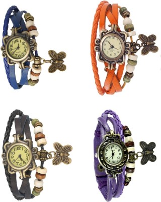NS18 Vintage Butterfly Rakhi Combo of 4 Blue, Black, Orange And Purple Analog Watch  - For Women   Watches  (NS18)
