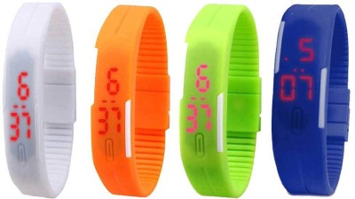 NS18 Silicone Led Magnet Band Combo of 4 White, Orange, Green And Blue Digital Watch  - For Boys & Girls   Watches  (NS18)
