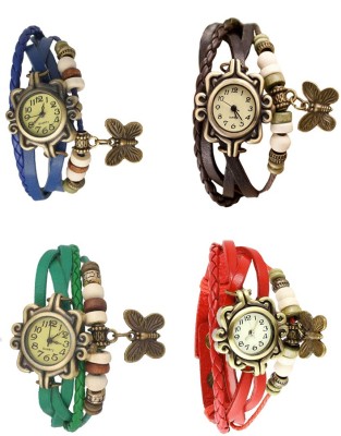 NS18 Vintage Butterfly Rakhi Combo of 4 Blue, Green, Brown And Red Analog Watch  - For Women   Watches  (NS18)