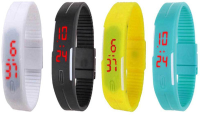 

Kissu Led Magnet Band Combo of 4 White, Black, Yellow And Sky Blue Watch - For Men & Women