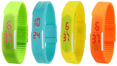 NS18 Silicone Led Magnet Band Combo of 4 Green, Sky Blue, Yellow And Orange Digital Watch  - For Boys & Girls   Watches  (NS18)