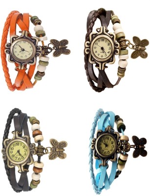 NS18 Vintage Butterfly Rakhi Combo of 4 Orange, Black, Brown And Sky Blue Analog Watch  - For Women   Watches  (NS18)