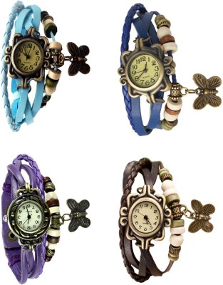 NS18 Vintage Butterfly Rakhi Combo of 4 Sky Blue, Purple, Blue And Brown Analog Watch  - For Women   Watches  (NS18)