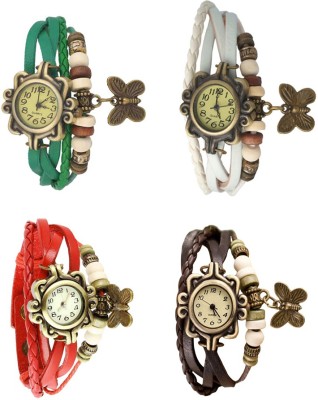 NS18 Vintage Butterfly Rakhi Combo of 4 Green, Red, White And Brown Analog Watch  - For Women   Watches  (NS18)
