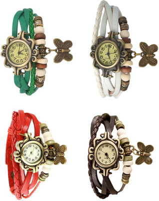 

Kissu Vintage Rakhi Combo of 4 Green, Red, White And Brown Watch - For Women