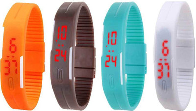 

Kissu Led Magnet Band Combo of 4 Orange, Brown, Sky Blue And White Watch - For Men & Women