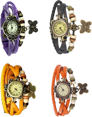 

Kissu Vintage Rakhi Combo of 4 Purple, Yellow, Black And Orange Watch - For Women