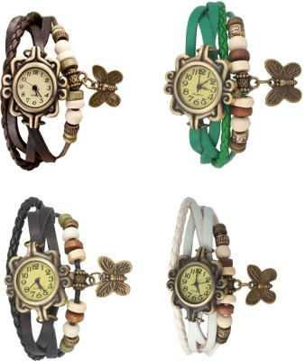 NS18 Vintage Butterfly Rakhi Combo of 4 Brown, Black, Green And White Analog Watch  - For Women   Watches  (NS18)