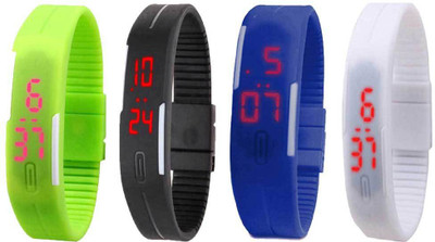 View NS18 Silicone Led Magnet Band Combo of 4 Green, Black, Blue And White Digital Watch  - For Boys & Girls Wrist Watches Price Online(NS18)