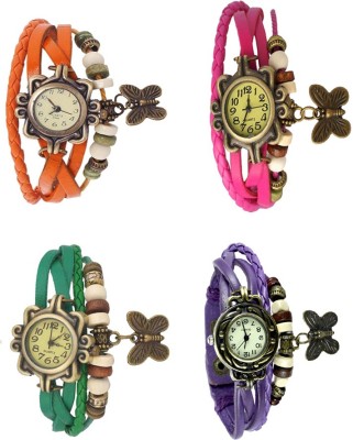 NS18 Vintage Butterfly Rakhi Combo of 4 Orange, Green, Pink And Purple Analog Watch  - For Women   Watches  (NS18)