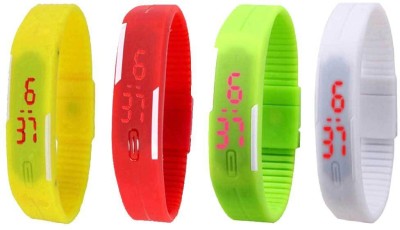 NS18 Silicone Led Magnet Band Combo of 4 Yellow, Red, Green And White Digital Watch  - For Boys & Girls   Watches  (NS18)