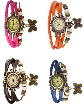 NS18 Vintage Butterfly Rakhi Combo of 4 Pink, Brown, Orange And Blue Analog Watch  - For Women   Watches  (NS18)