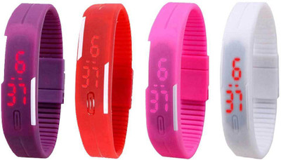 

Kissu Led Magnet Band Combo of 4 Purple, Red, Pink And White Watch - For Men & Women