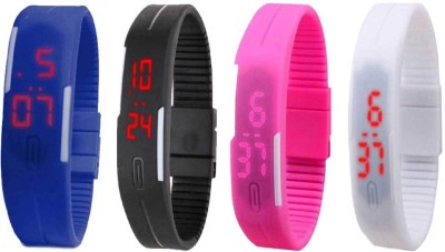 NS18 Silicone Led Magnet Band Combo of 4 Blue, Black, Pink And White Digital Watch  - For Boys & Girls   Watches  (NS18)