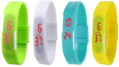 NS18 Silicone Led Magnet Band Combo of 4 Green, White, Sky Blue And Yellow Digital Watch  - For Boys & Girls   Watches  (NS18)