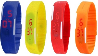 NS18 Silicone Led Magnet Band Combo of 4 Blue, Yellow, Red And Orange Digital Watch  - For Boys & Girls   Watches  (NS18)