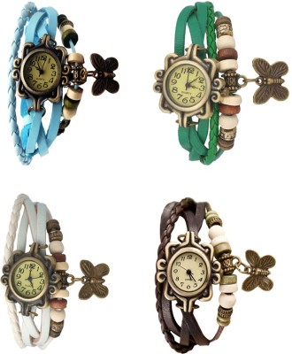 NS18 Vintage Butterfly Rakhi Combo of 4 Sky Blue, White, Green And Brown Analog Watch  - For Women   Watches  (NS18)
